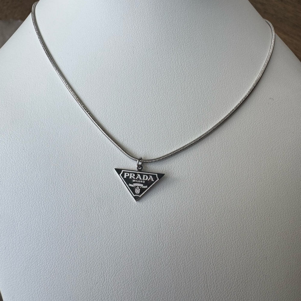 Upcycled Silver Triangle Pendant Necklace - Picture 5 of 5